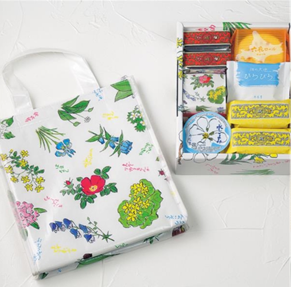 六花亭 通販おやつ屋さん 7月は花柄包装紙60周年企画 特製保冷バッグ 付き 北海道いとおかし